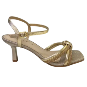 Sandália Ramarim Ouro 25-27207 Feminina Salto 7cm – Elegante e Brilhosa