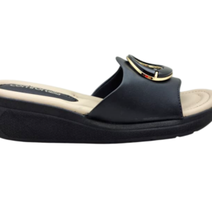 Sandália Anabela Comfortflex Feminina 25-87402 – Conforto Preto/Camel