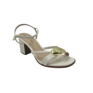 Sandália de Salto Quadrado Ramarim 2531208 – Feminina Coconut/Ouro